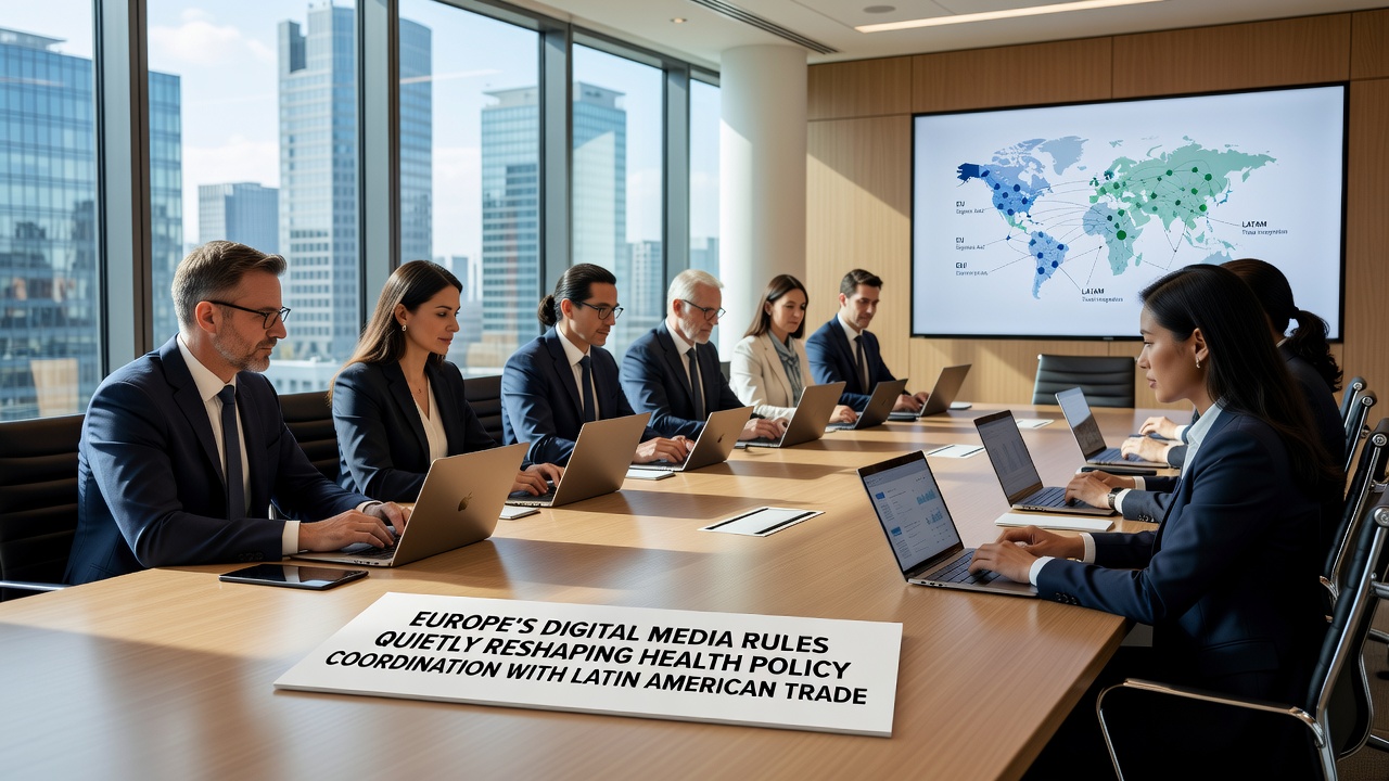 Automotive supply chain meetings discussing digital compliance across regions